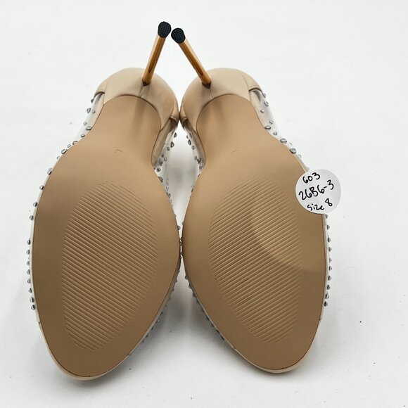 FSJ Gold Studded Pointed Toe Transparent Pumps High Heels Shoes - Picture 5 of 6